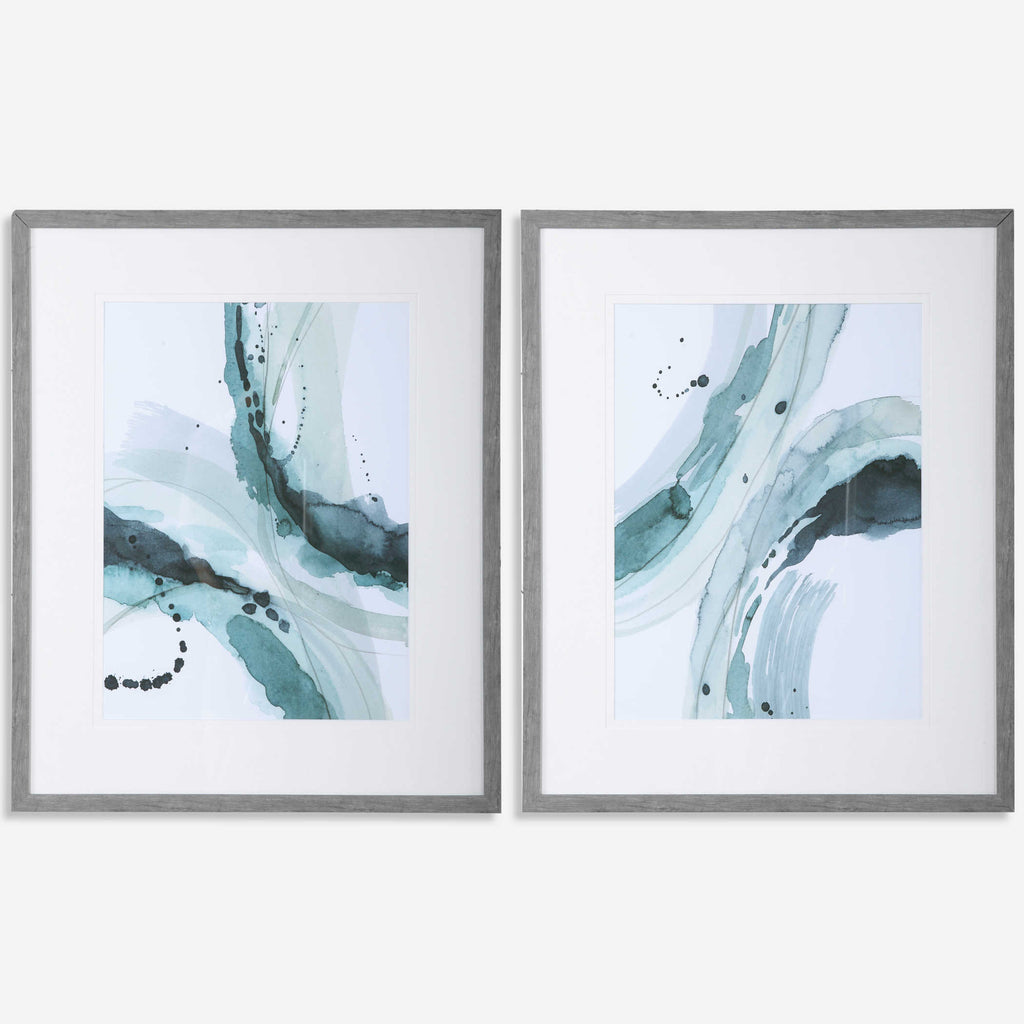 Depth Abstract Watercolor Prints, Set of 2 - Bombay Mercantile