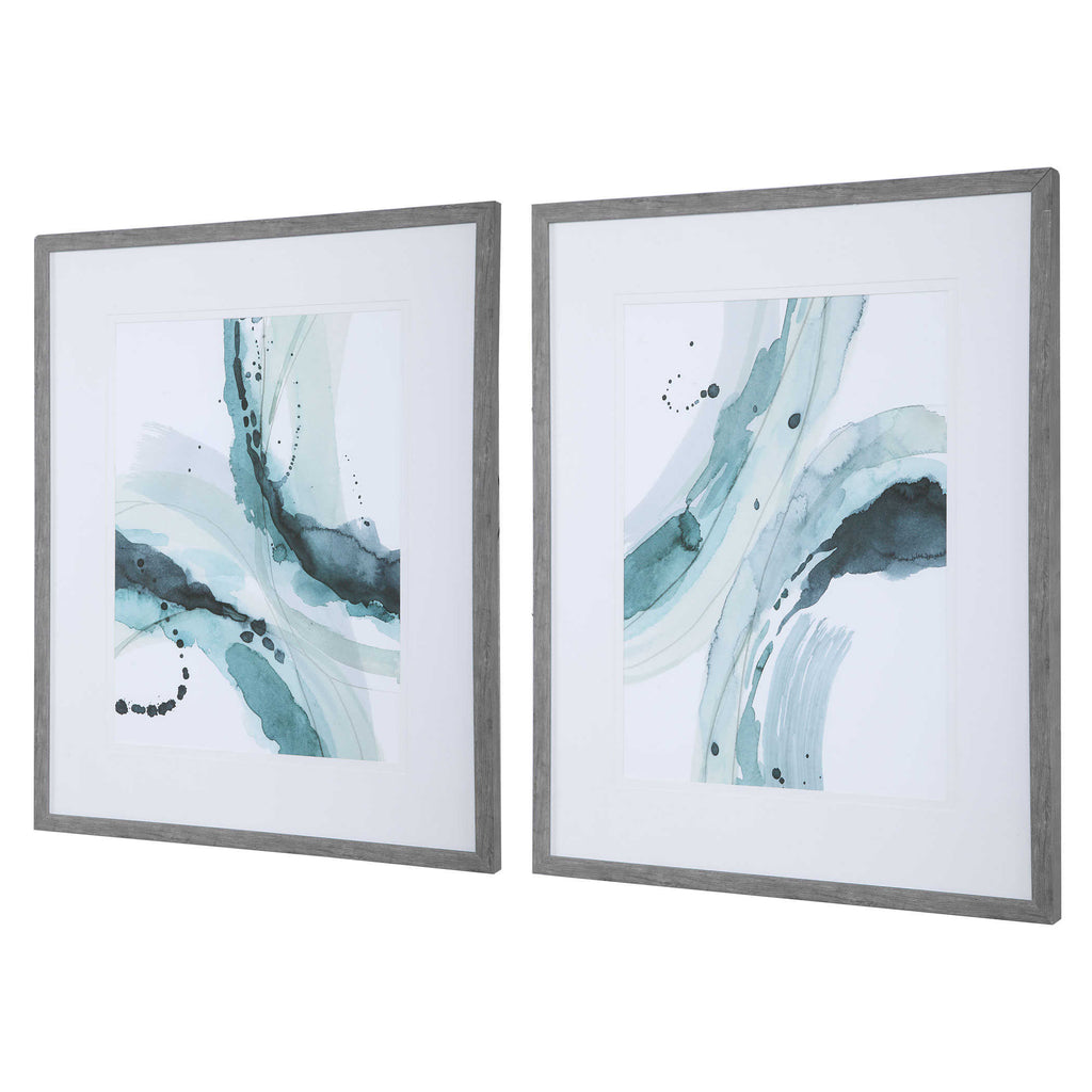 Depth Abstract Watercolor Prints, Set of 2 - Bombay Mercantile