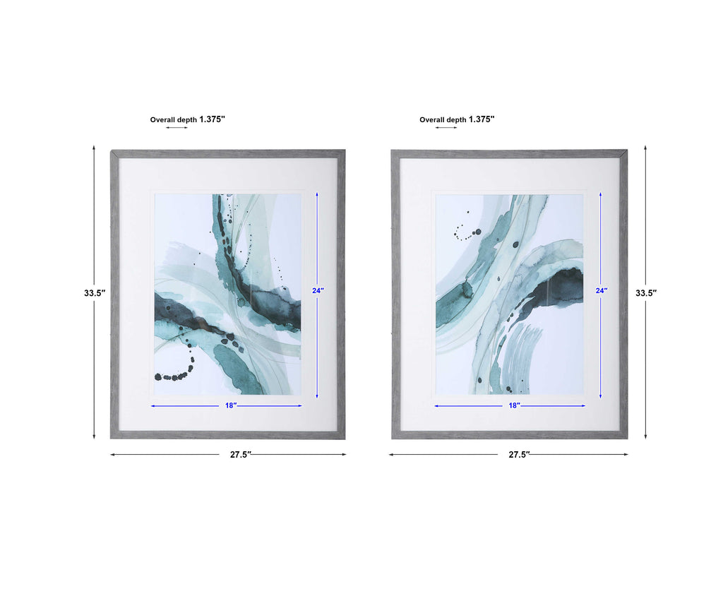 Depth Abstract Watercolor Prints, Set of 2 - Bombay Mercantile