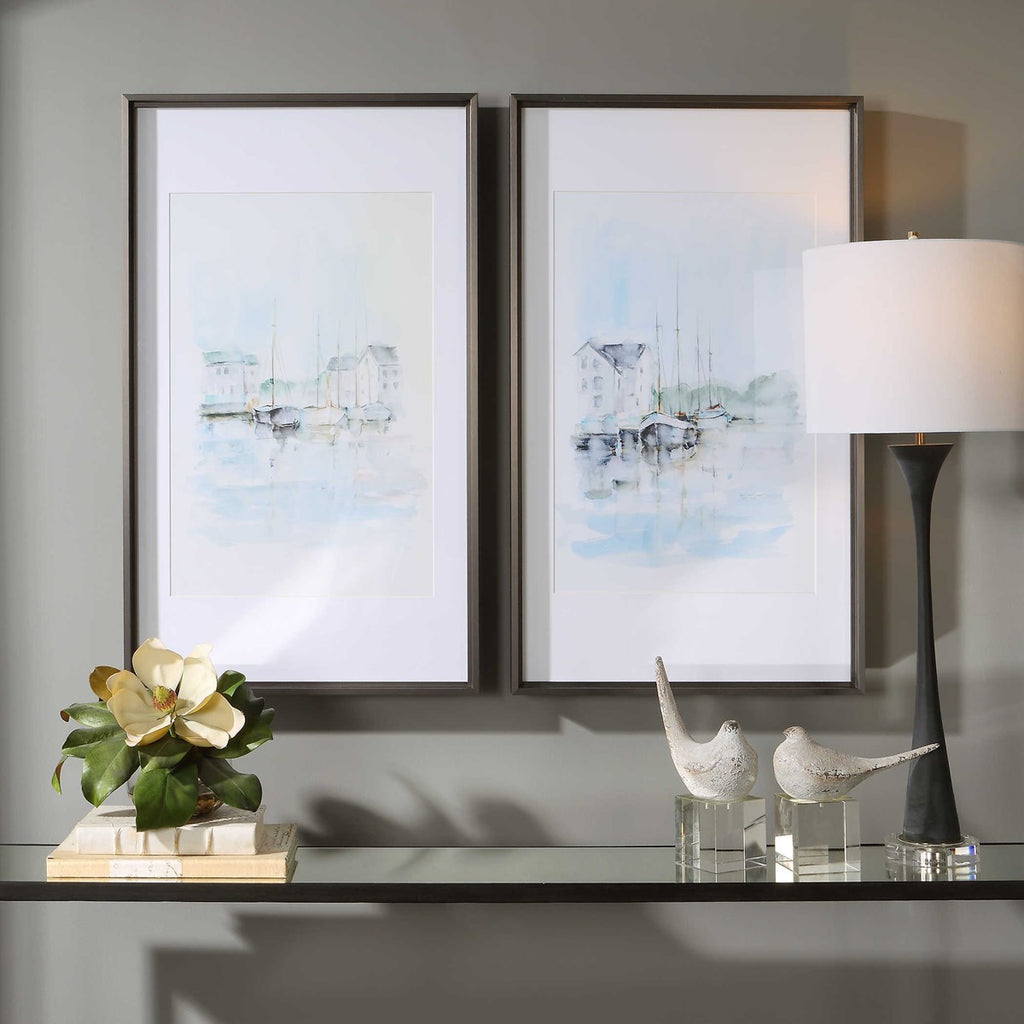 New England Port Framed Prints, Set of 2 - Bombay Mercantile