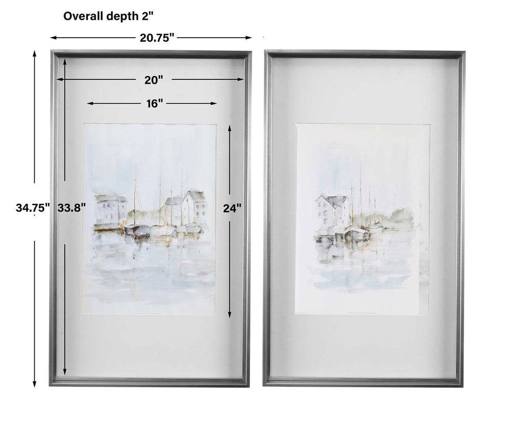 New England Port Framed Prints, Set of 2 - Bombay Mercantile