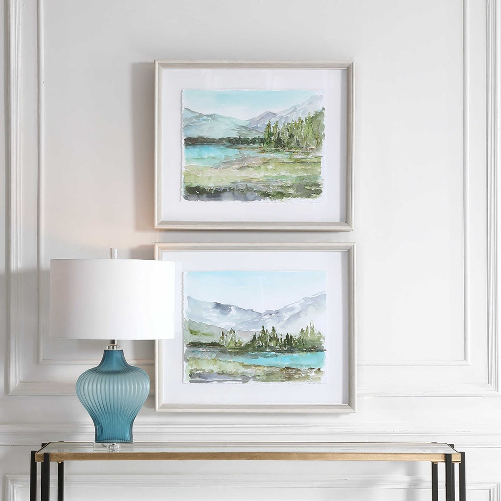 Plein Air Reservoir Watercolor Prints, Set of 2 - Bombay Mercantile