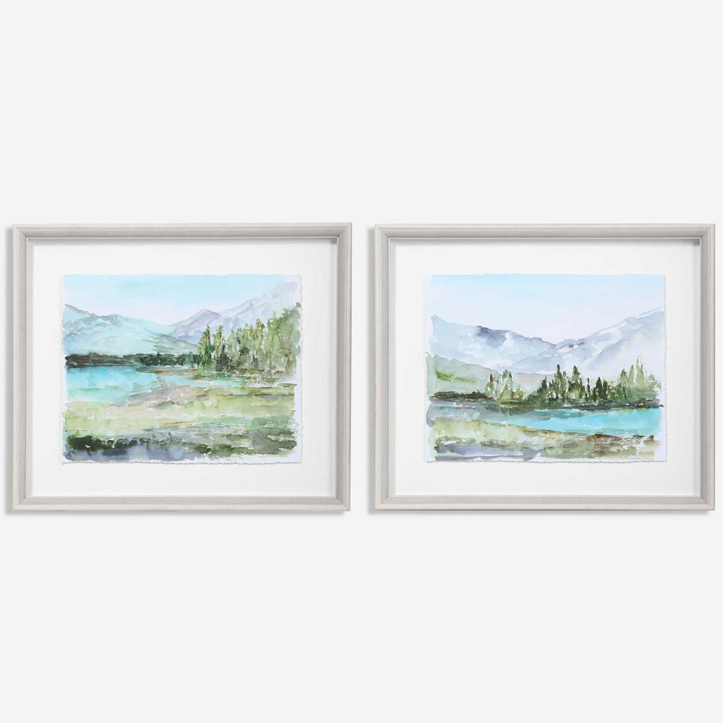 Plein Air Reservoir Watercolor Prints, Set of 2 - Bombay Mercantile