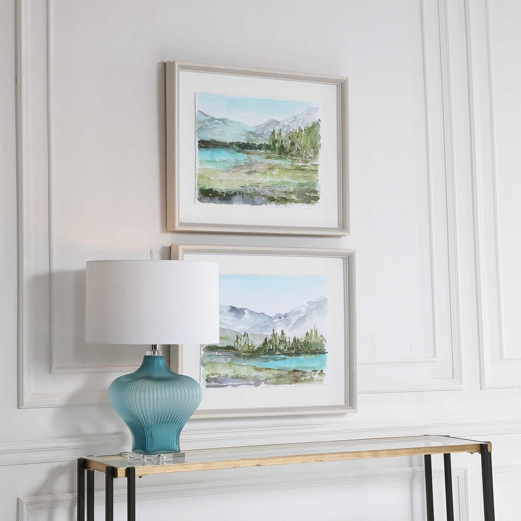Plein Air Reservoir Watercolor Prints, Set of 2 - Bombay Mercantile