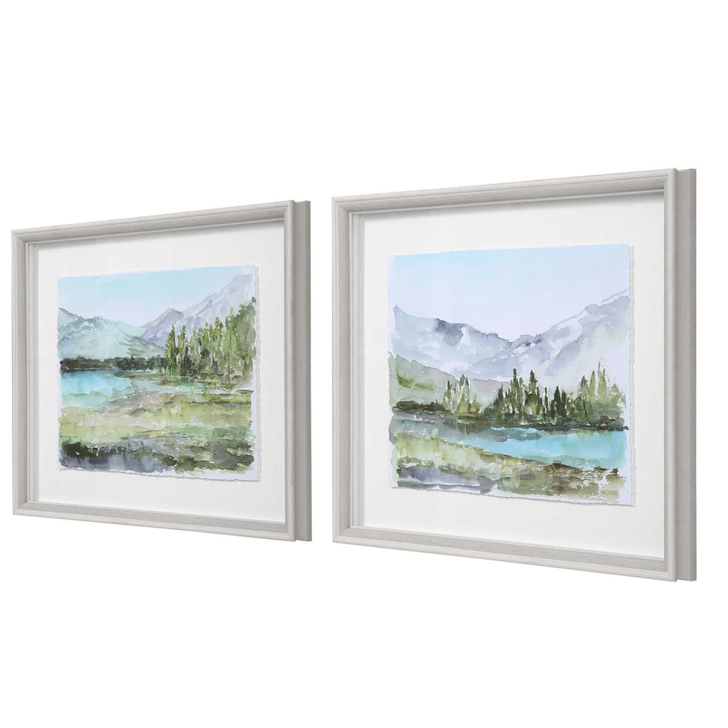 Plein Air Reservoir Watercolor Prints, Set of 2 - Bombay Mercantile