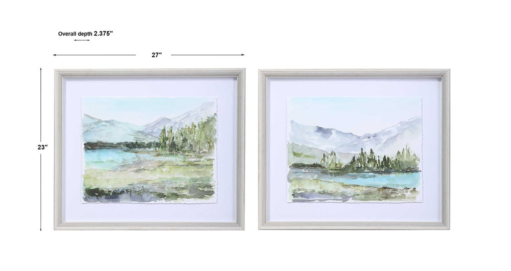 Plein Air Reservoir Watercolor Prints, Set of 2 - Bombay Mercantile