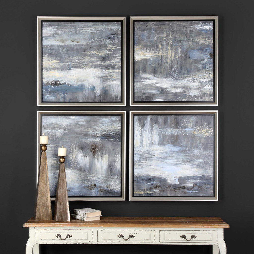 Shades Of Gray Hand Painted Art Set of 4 - Bombay Mercantile