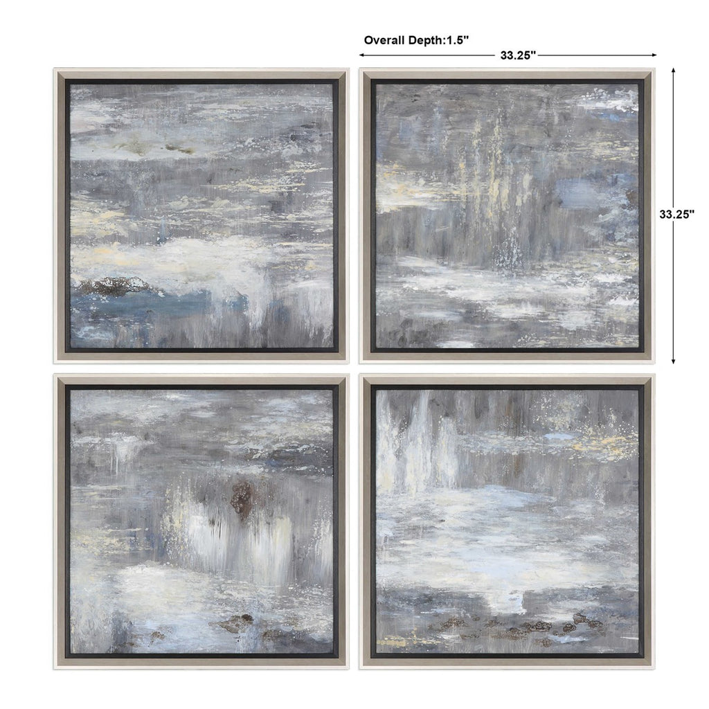 Shades Of Gray Hand Painted Art Set of 4 - Bombay Mercantile