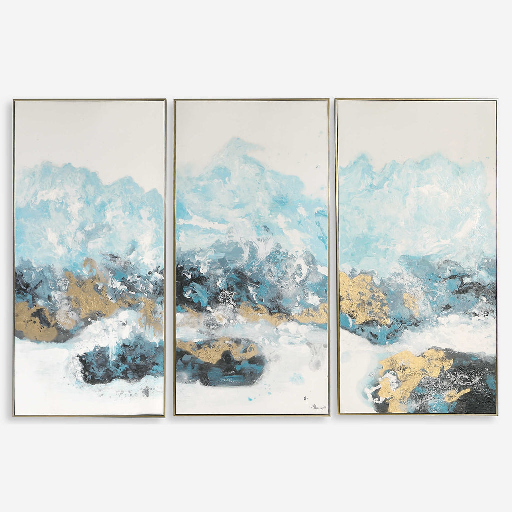 Crashing Waves Abstract Art, Set of 3 - Bombay Mercantile