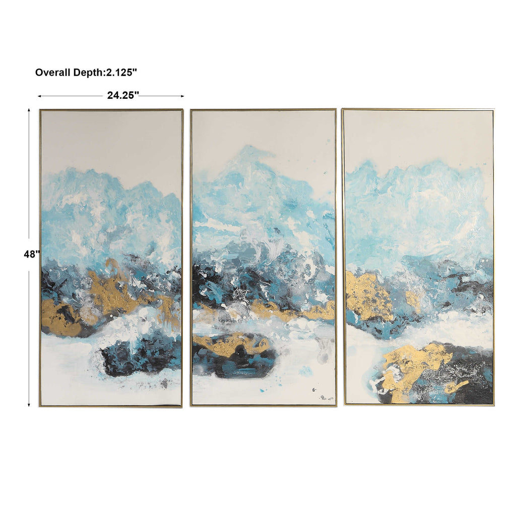 Crashing Waves Abstract Art, Set of 3 - Bombay Mercantile