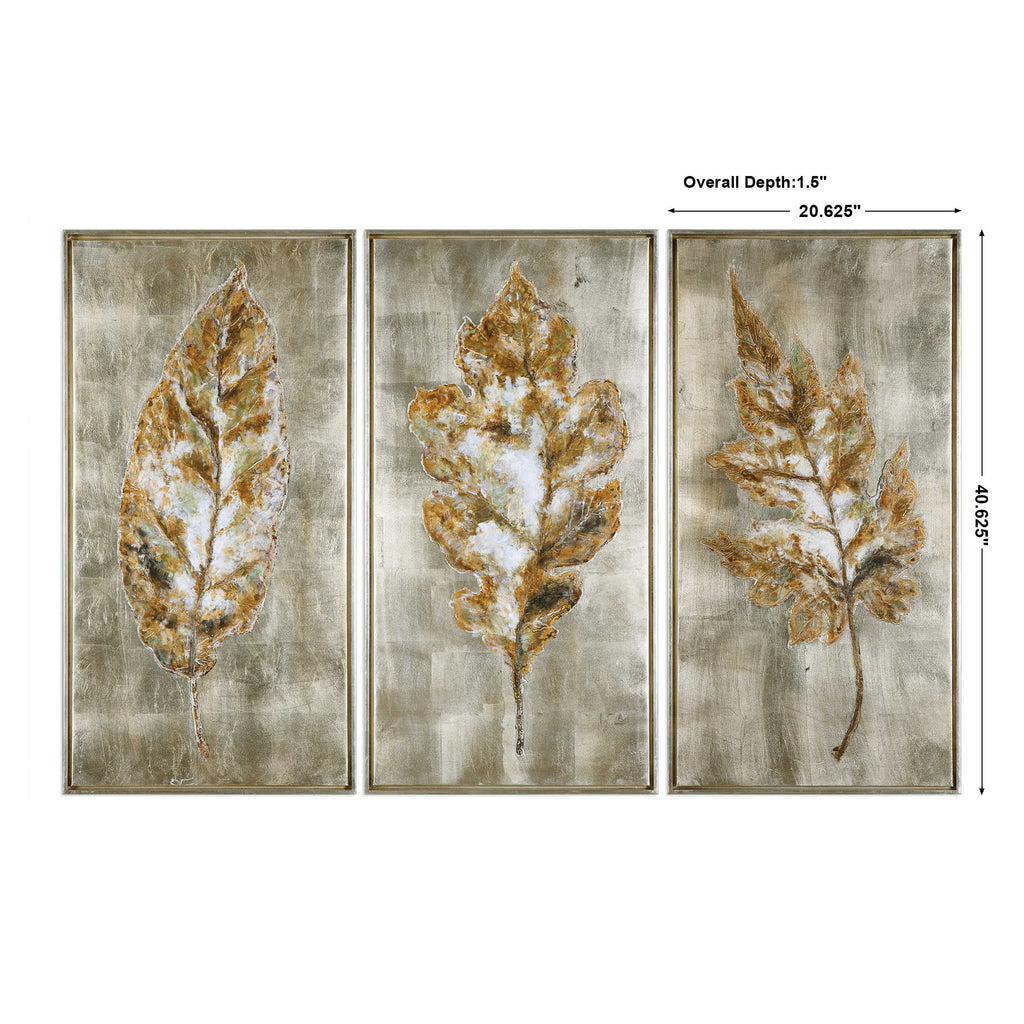 Champagne Leaves Modern Art Set of 3 - Bombay Mercantile