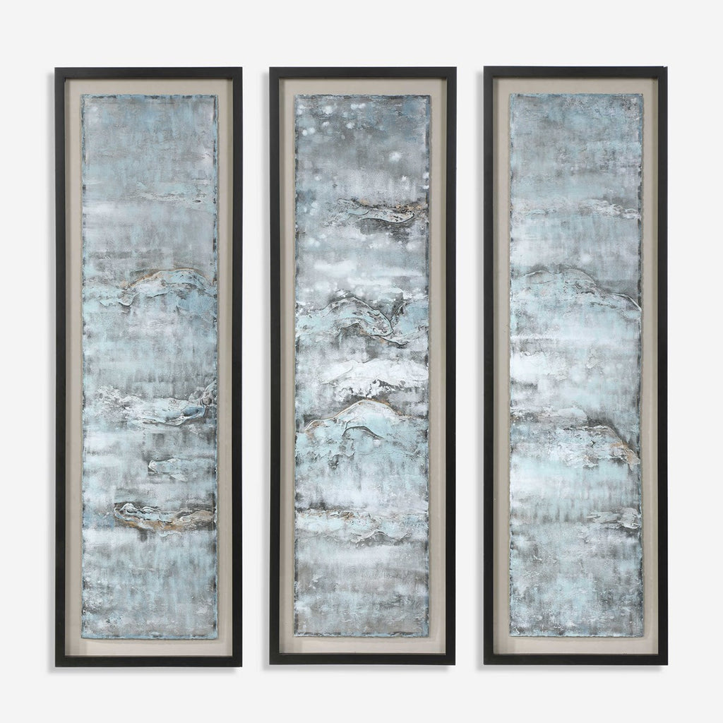 Ocean Swell Painted Metal Art, Set of 3, 3 Cartons - Bombay Mercantile