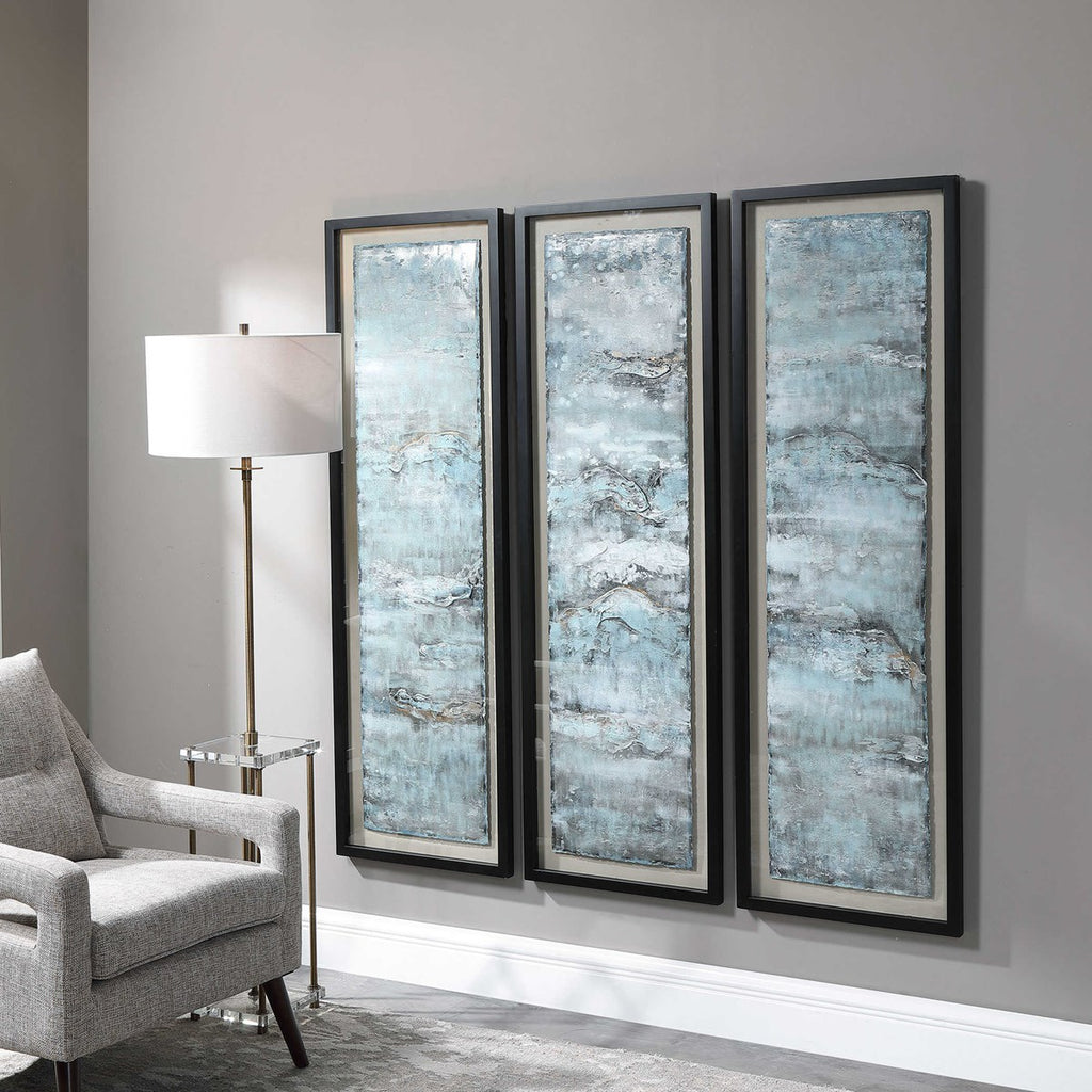 Ocean Swell Painted Metal Art, Set of 3, 3 Cartons - Bombay Mercantile