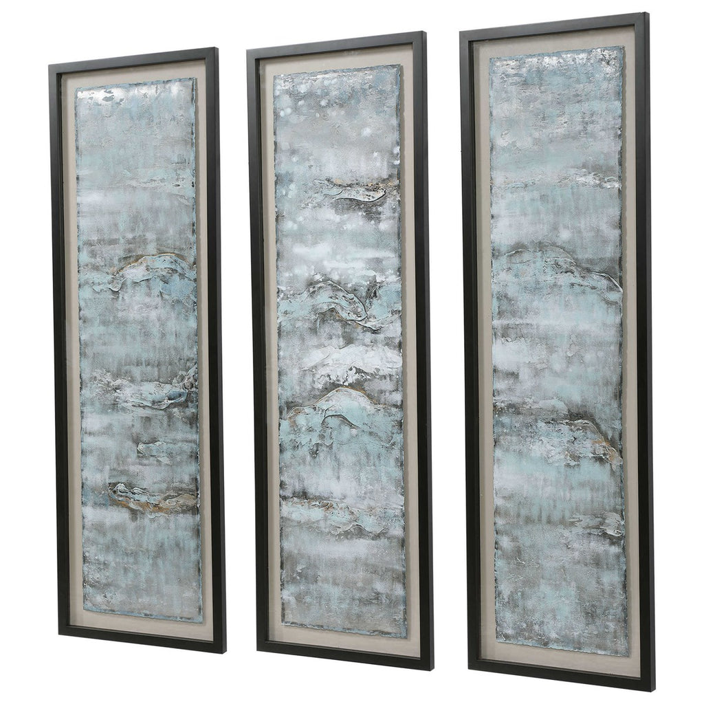 Ocean Swell Painted Metal Art, Set of 3, 3 Cartons - Bombay Mercantile