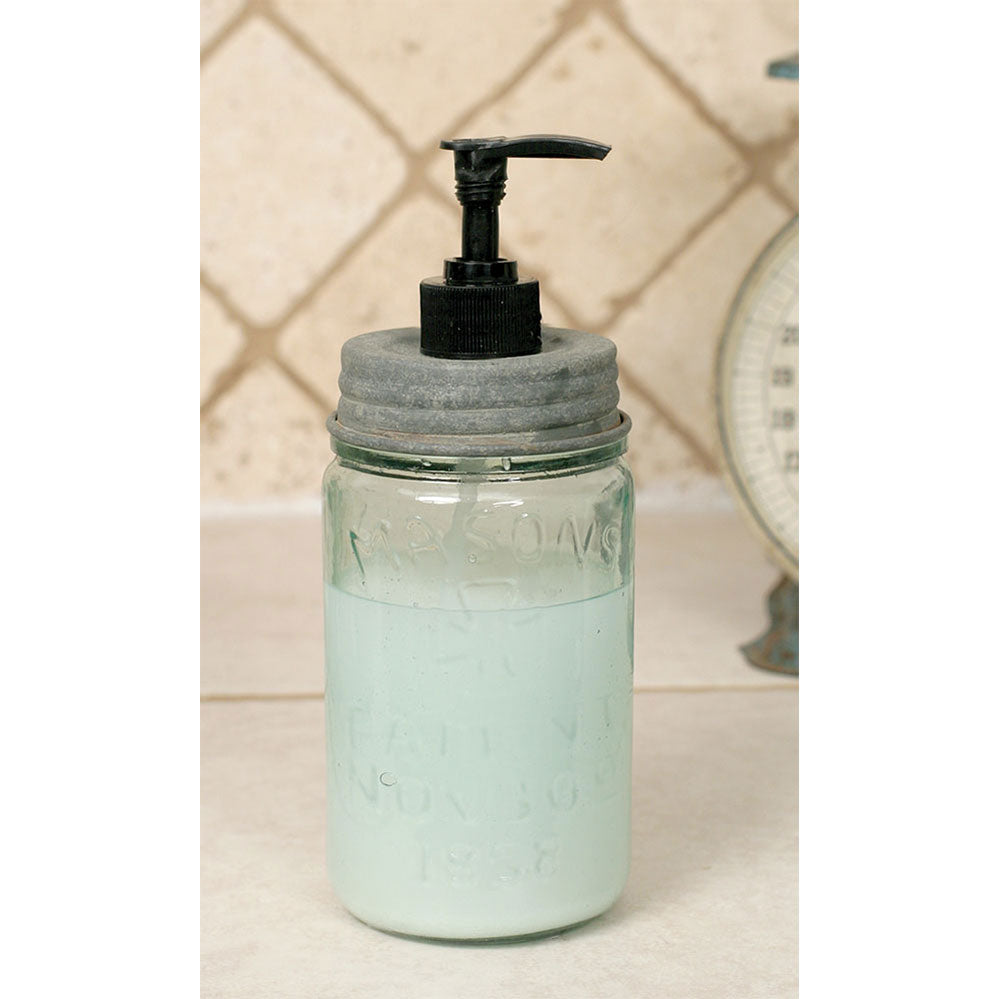 Pint Mason Jar Soap Dispenser - Barn Roof - Black Pump - Bombay Mercantile