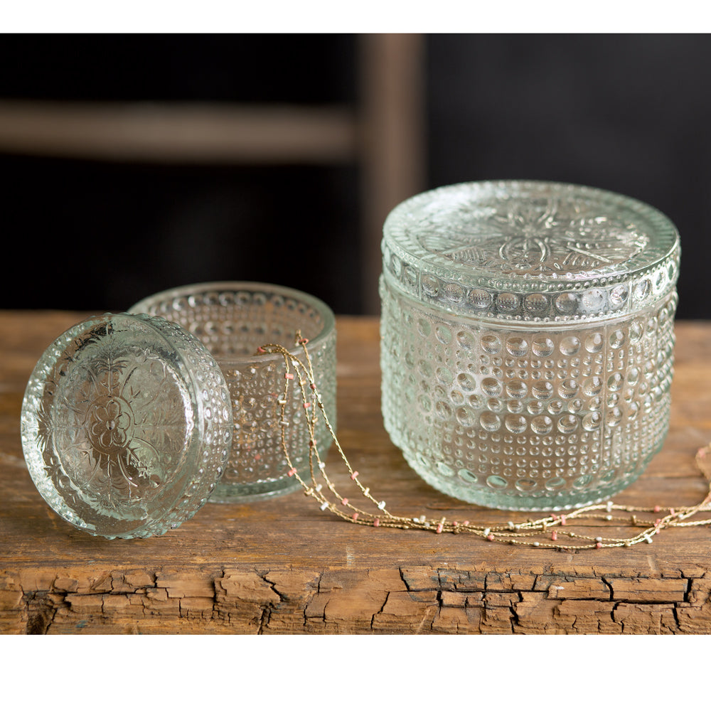 Set of Two Decorative Glass Jars - Bombay Mercantile