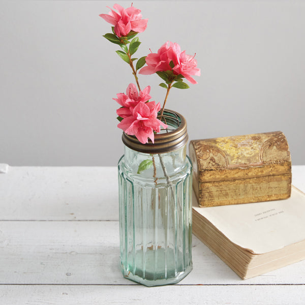 Flower Frog with Recycled Glass Jar - Bombay Mercantile
