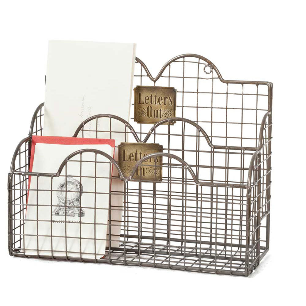 Letters In Mail Caddy - Aged Nickel - Bombay Mercantile