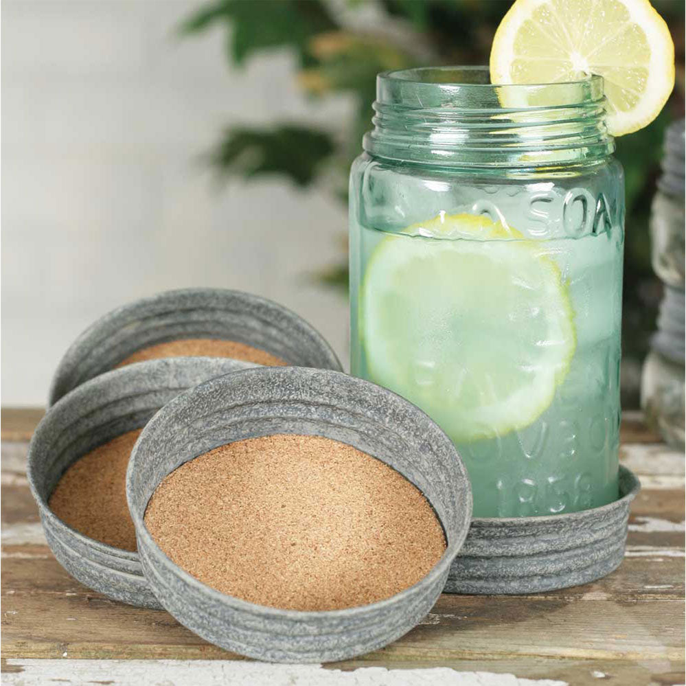 Set of Four Mason Jar Lid Coasters - Barn Roof - Box of 4 - Bombay Mercantile