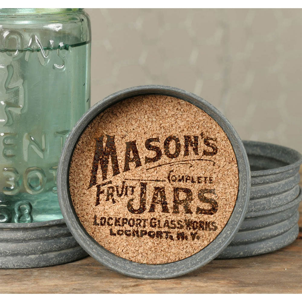Mason Jar Lid Coaster - Mason Jar Logo - Box of 4 - Bombay Mercantile