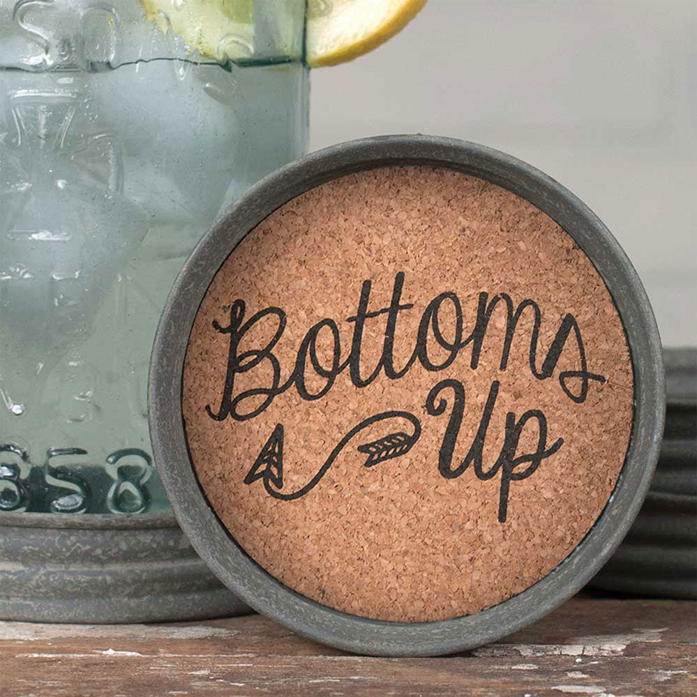 Mason Jar Lid Coaster - Bottoms Up - Box of 4 - Bombay Mercantile