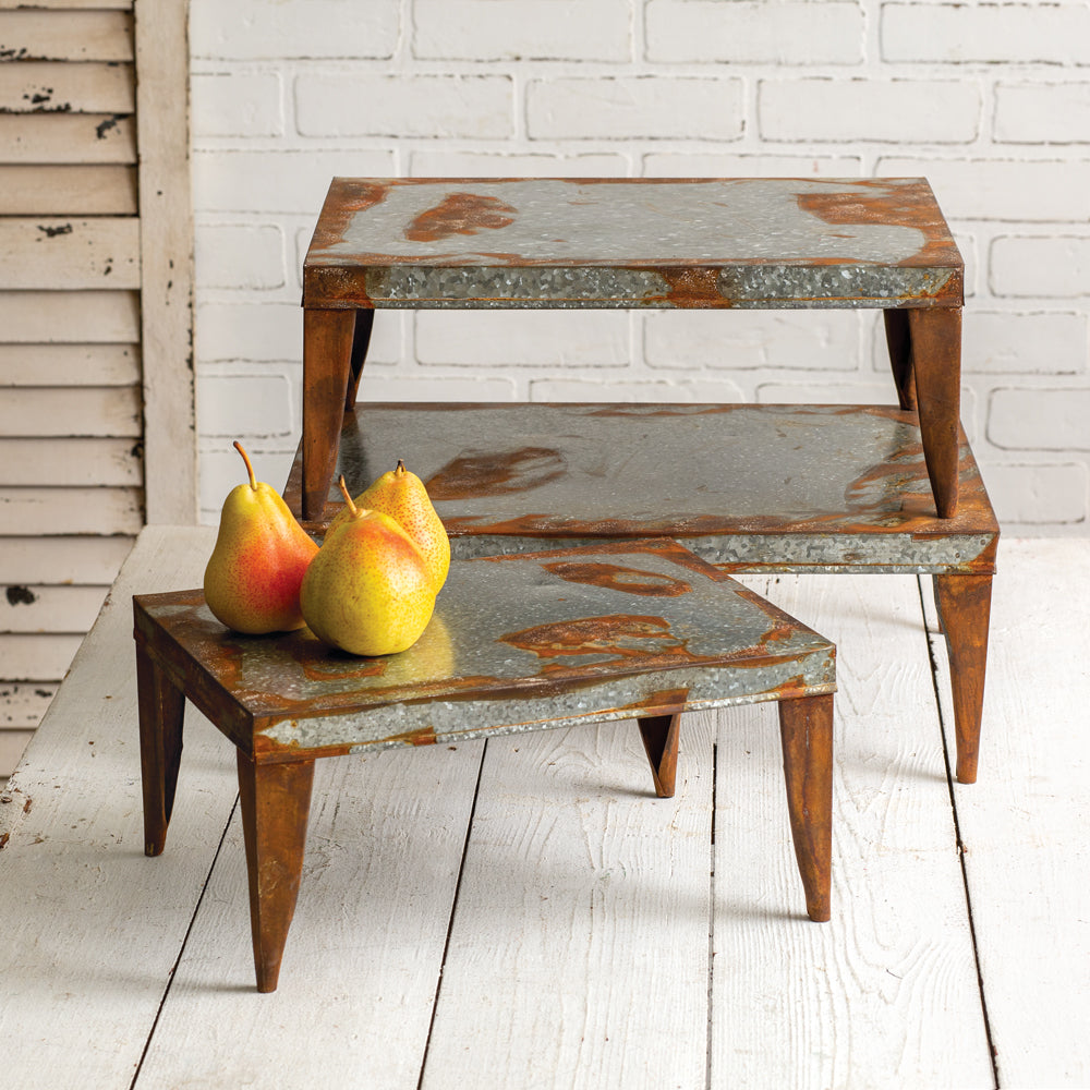 Set of Three Metal Table Risers - Bombay Mercantile