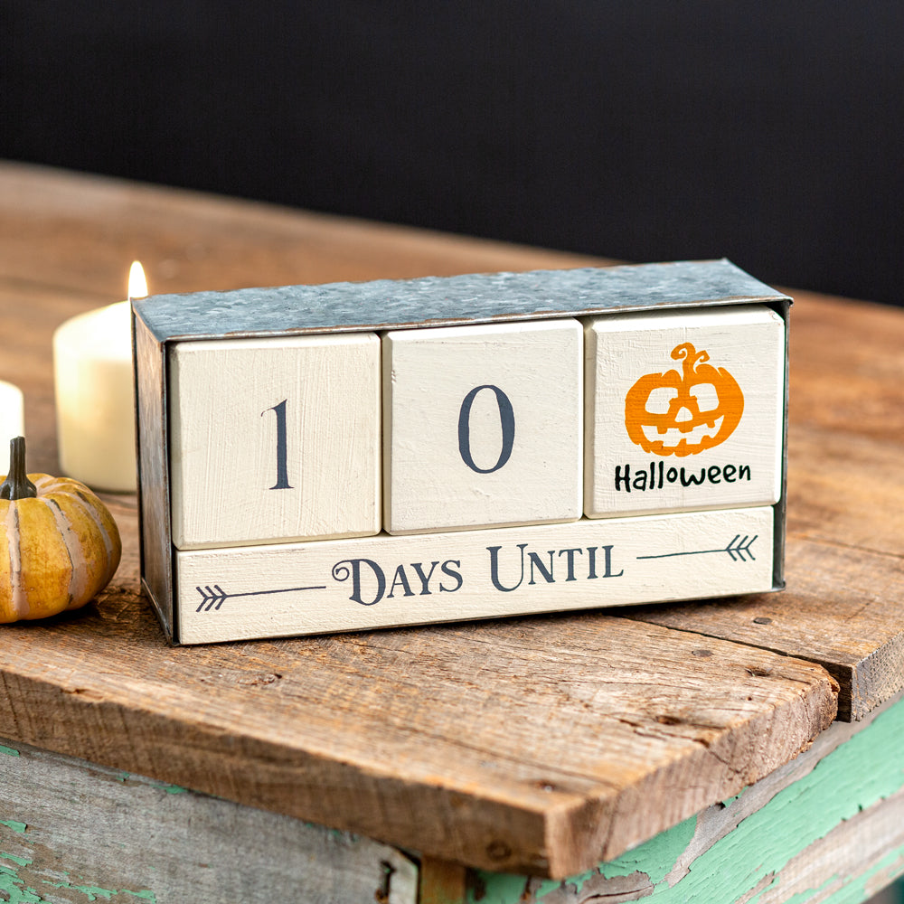 Wooden Block Calendar with Metal Box - Bombay Mercantile