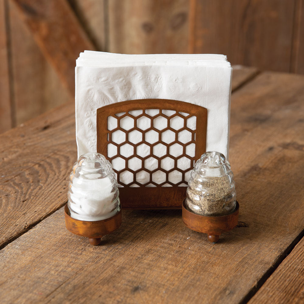 Honey Hive Salt Pepper and Napkin Caddy - Bombay Mercantile