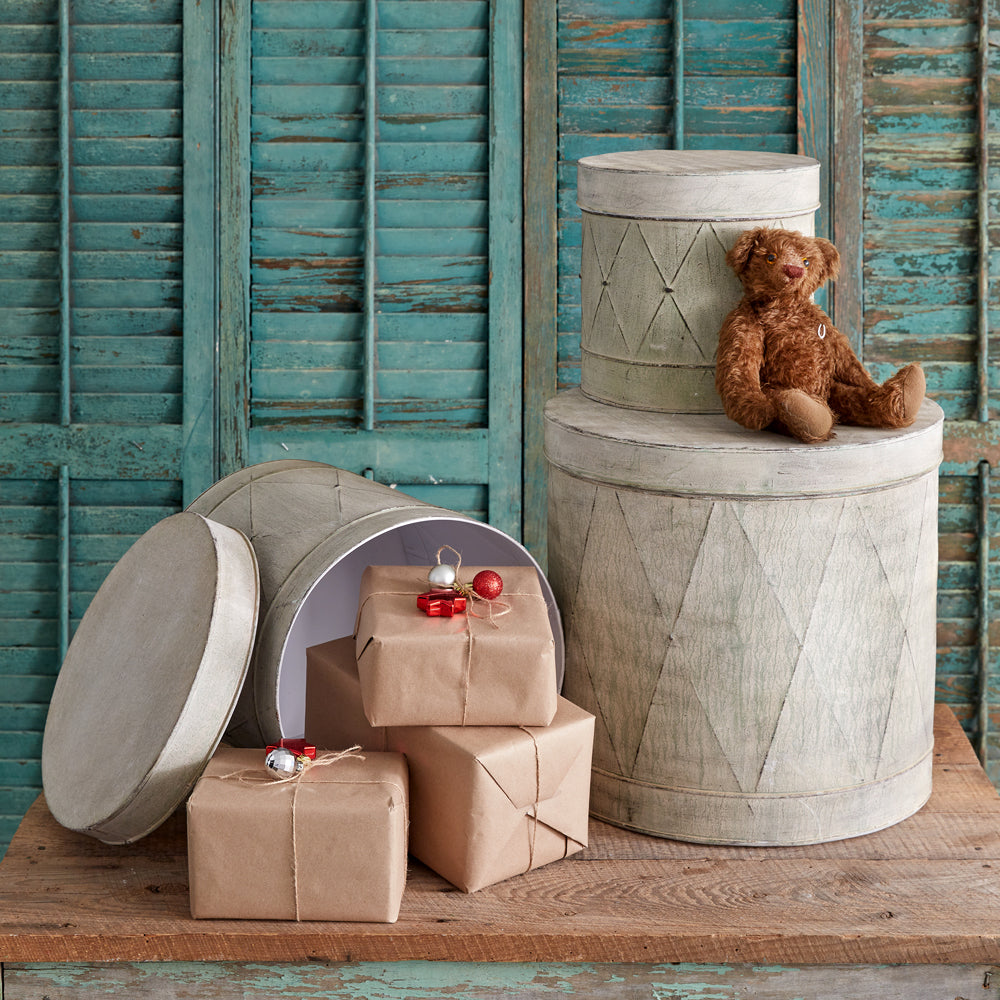 Set of Three Metal Drum Tins - Bombay Mercantile