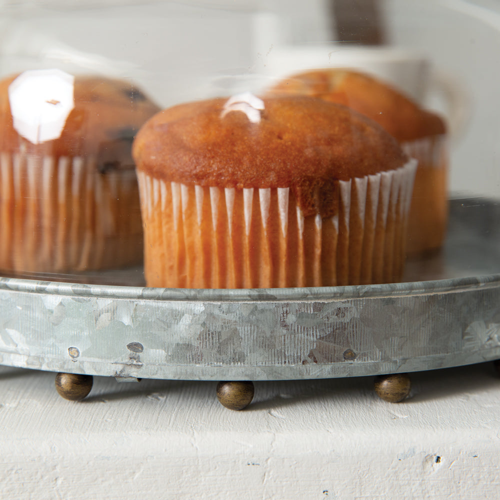 Glass Dessert Cloche with Beaded Base - Bombay Mercantile