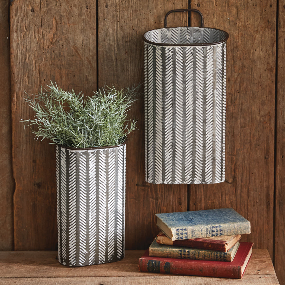 Set of Two Tall Herringbone Bins - Bombay Mercantile