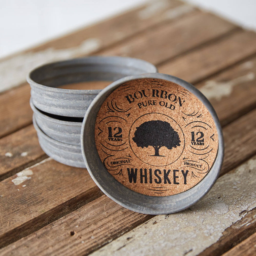 Mason Jar Lid Coaster - Whiskey - Box of 4 - Bombay Mercantile