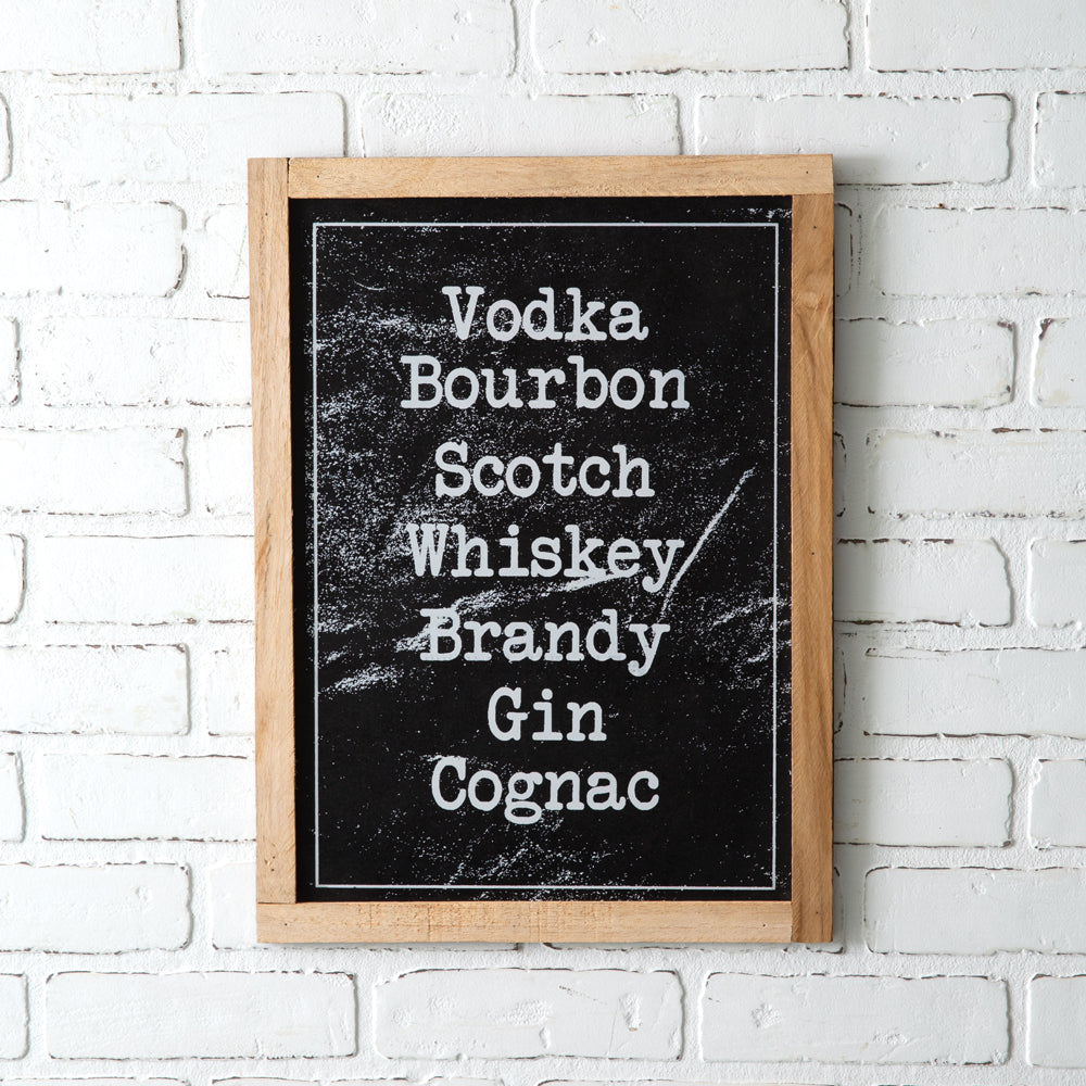 Wood Framed Spirits Wall Sign - Bombay Mercantile