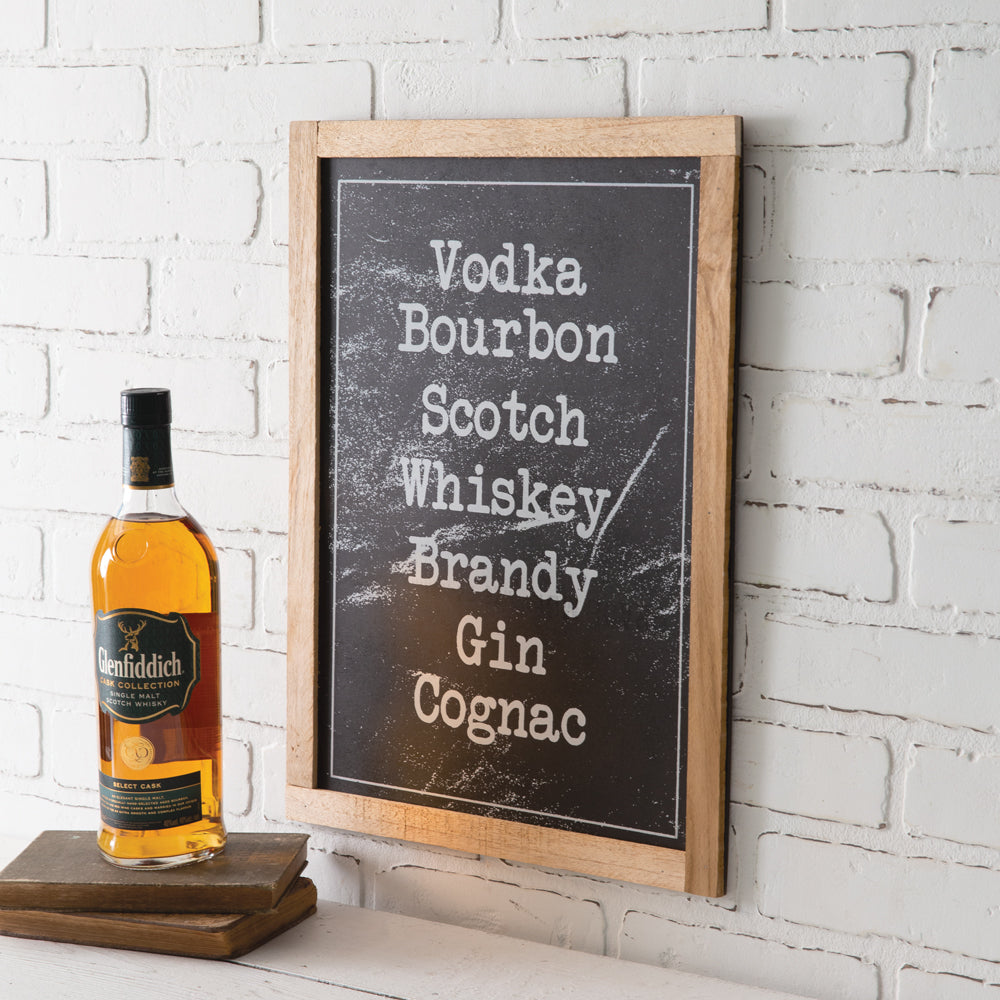 Wood Framed Spirits Wall Sign - Bombay Mercantile