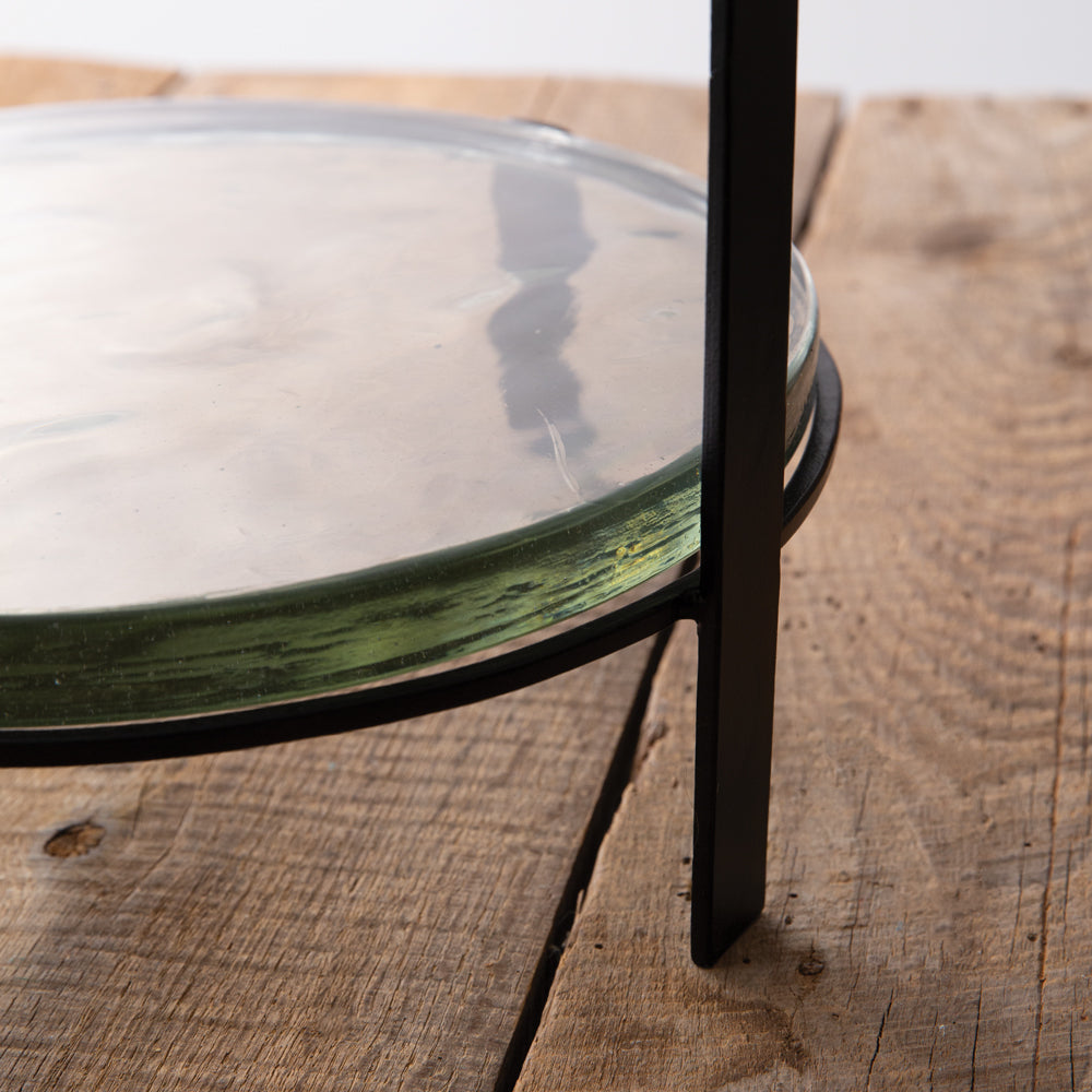 Two-Tier Blocked Glass Tray - Bombay Mercantile