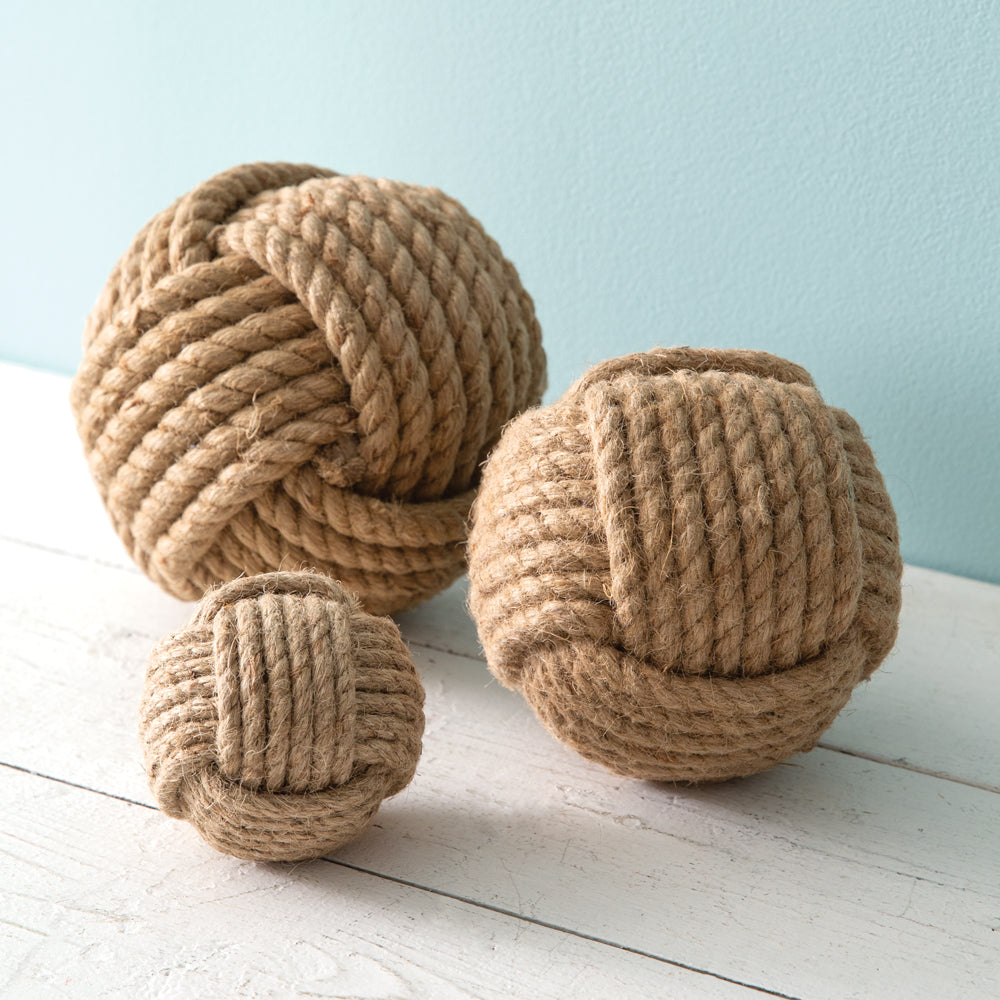 Set of Three Nautical Rope Balls - Bombay Mercantile