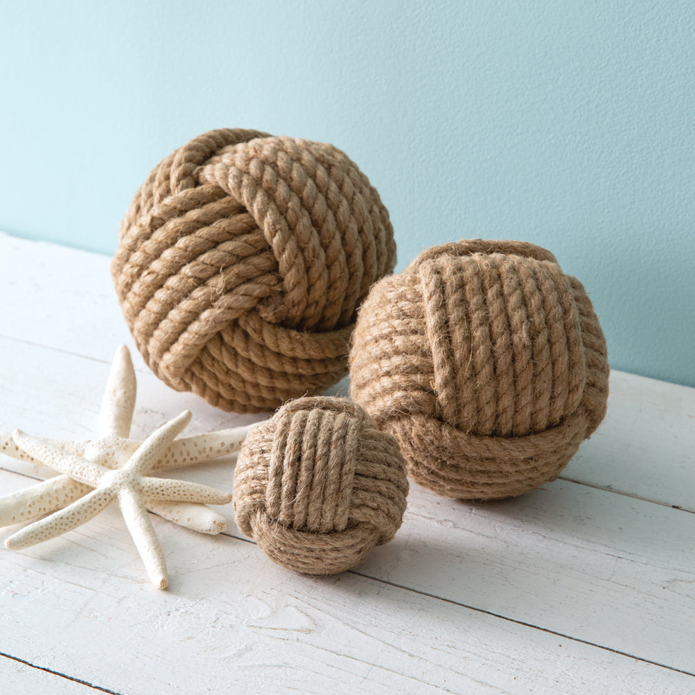 Set of Three Nautical Rope Balls - Bombay Mercantile