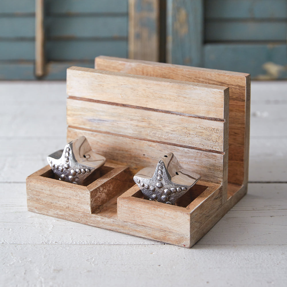 Starfish Salt, Pepper, and Napkin Holder - Bombay Mercantile