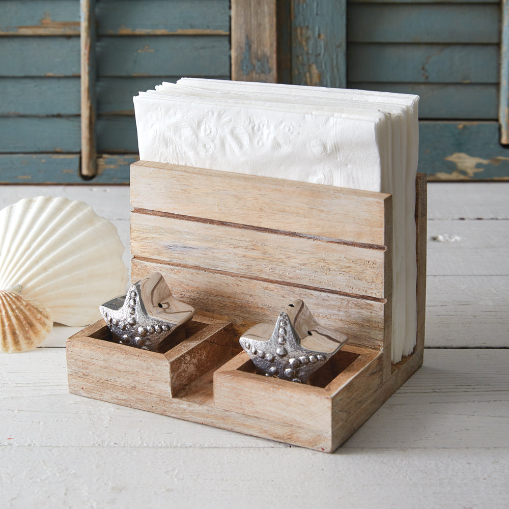 Starfish Salt, Pepper, and Napkin Holder - Bombay Mercantile