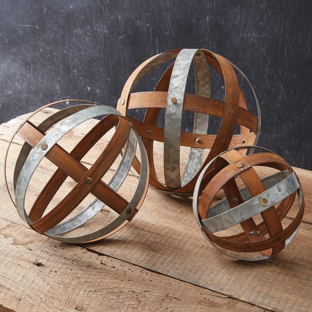 Set of Three Decorative Mixed Metal Balls - Bombay Mercantile