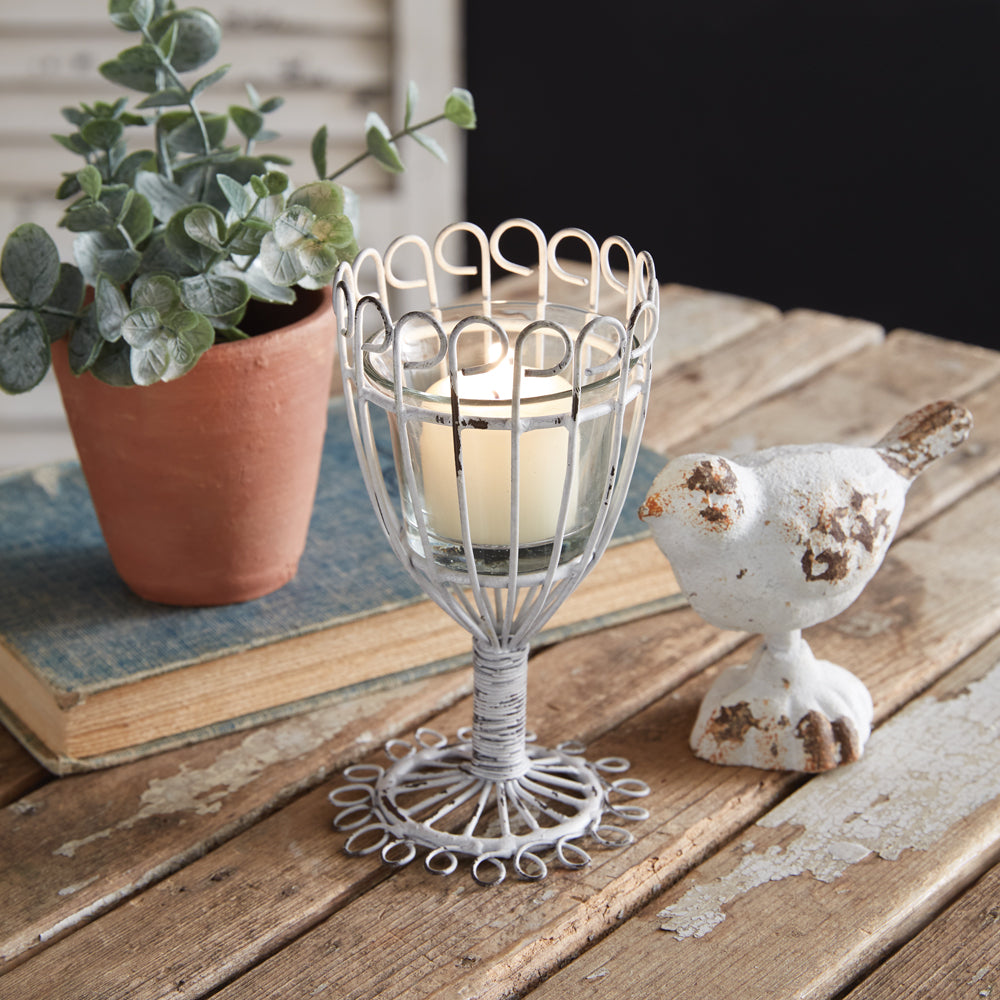 Wire Flower Votive Holder - Box of 2 - Bombay Mercantile