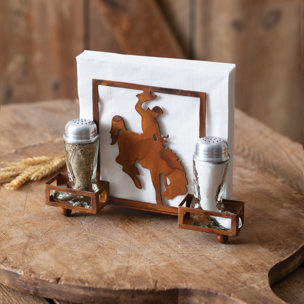 Cowboy Salt Pepper and Napkin Caddy - Bombay Mercantile