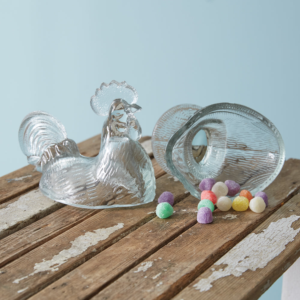 Glass Rooster Candy Dish - Bombay Mercantile