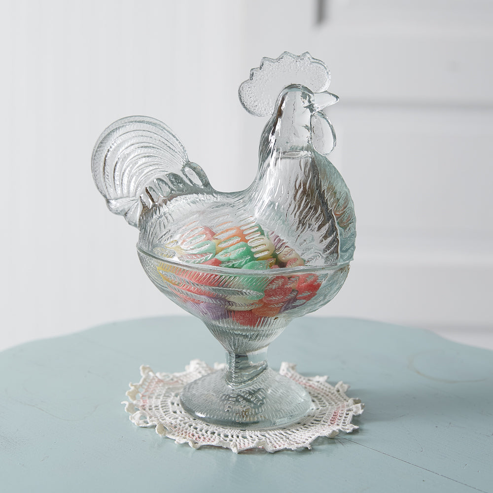 Glass Rooster Candy Dish - Bombay Mercantile