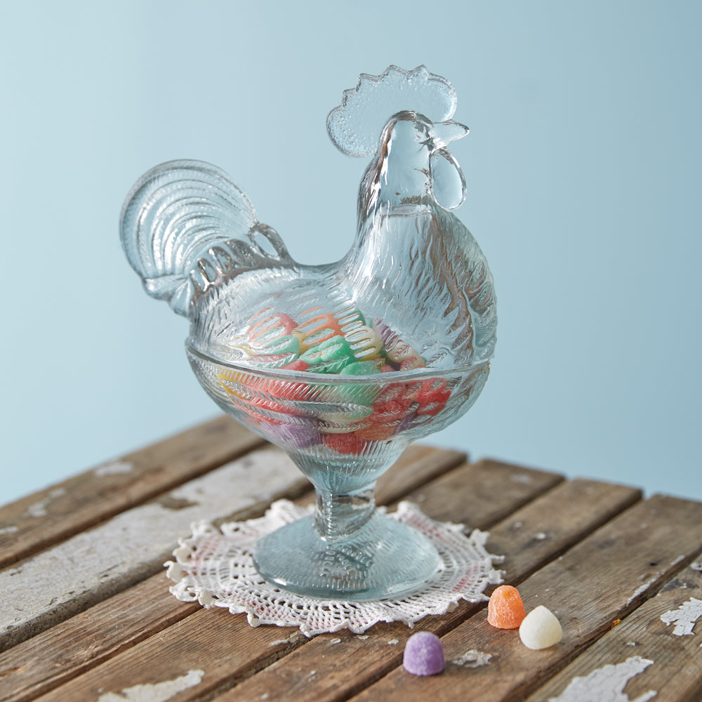 Glass Rooster Candy Dish - Bombay Mercantile