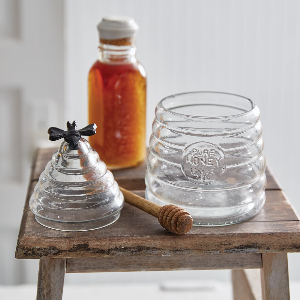 Honey Hive Canister with Wooden Dipper - Bombay Mercantile