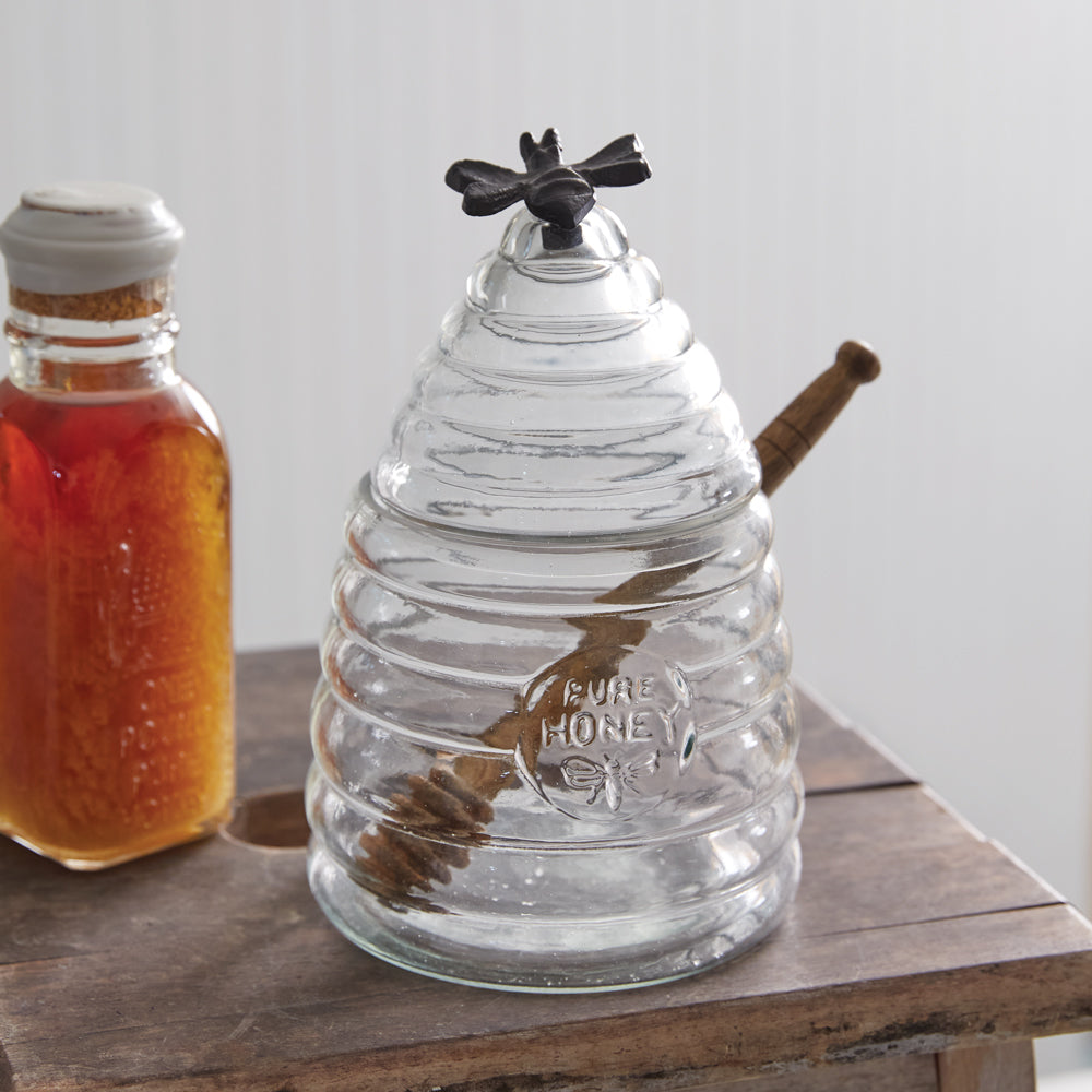 Honey Hive Canister with Wooden Dipper - Bombay Mercantile