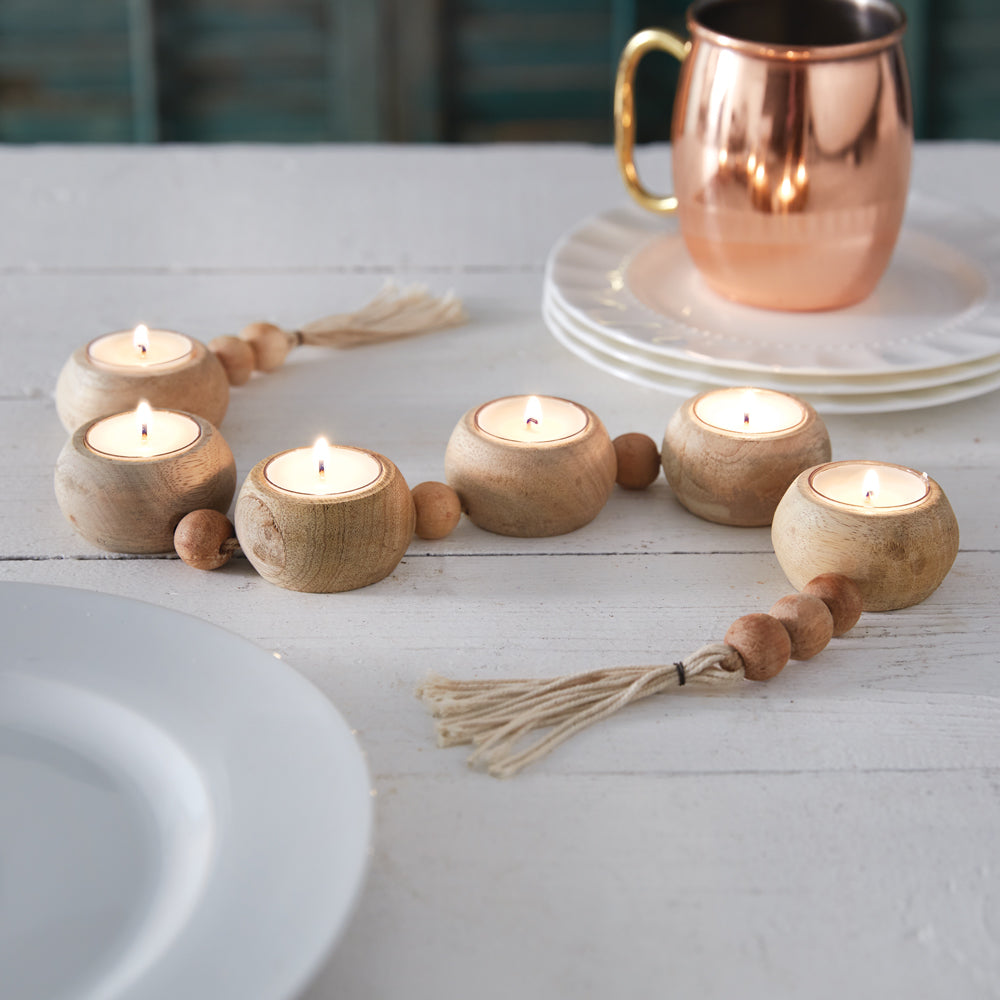 Beaded Garland Tea Light Holder - Bombay Mercantile