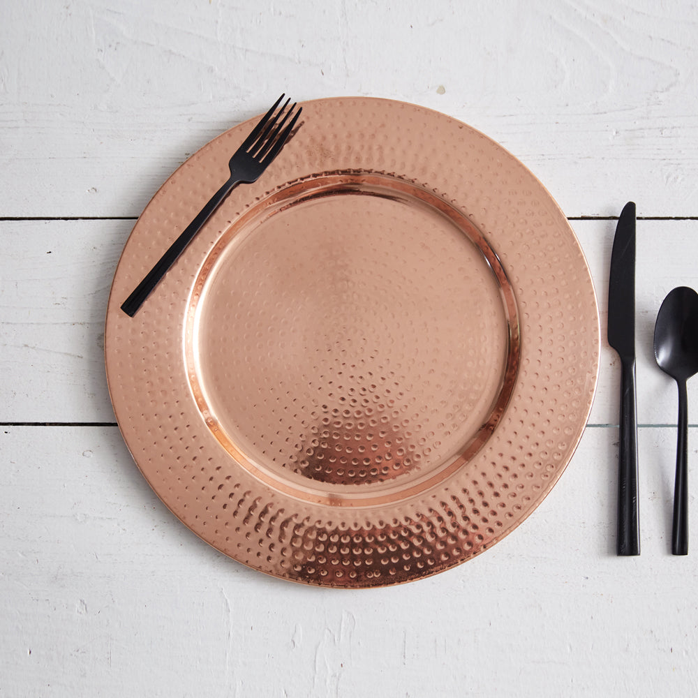 Stamped Copper Charger - Bombay Mercantile