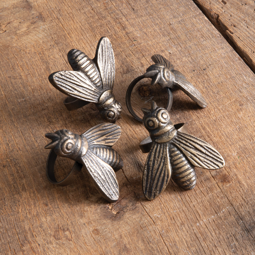 Set of Four Honeybee Napkin Rings - Bombay Mercantile